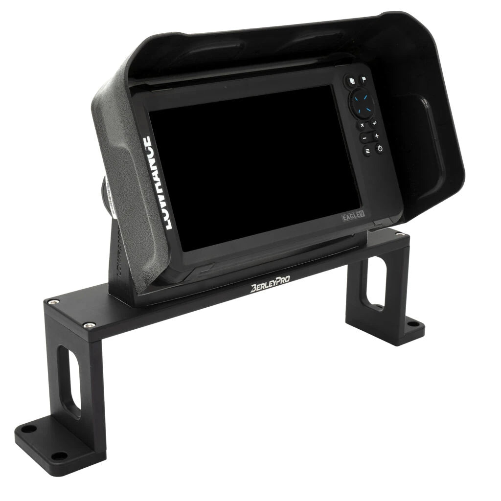 Bow Mount Bro bracket holding a Lowrance fish finder