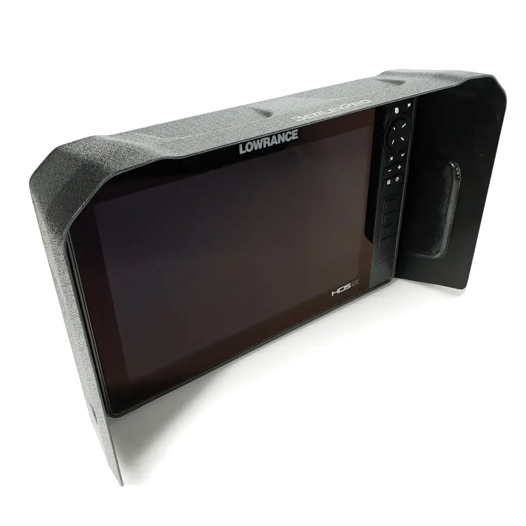 Visor fitted to a wide Lowrance HDS 12 fish finder display