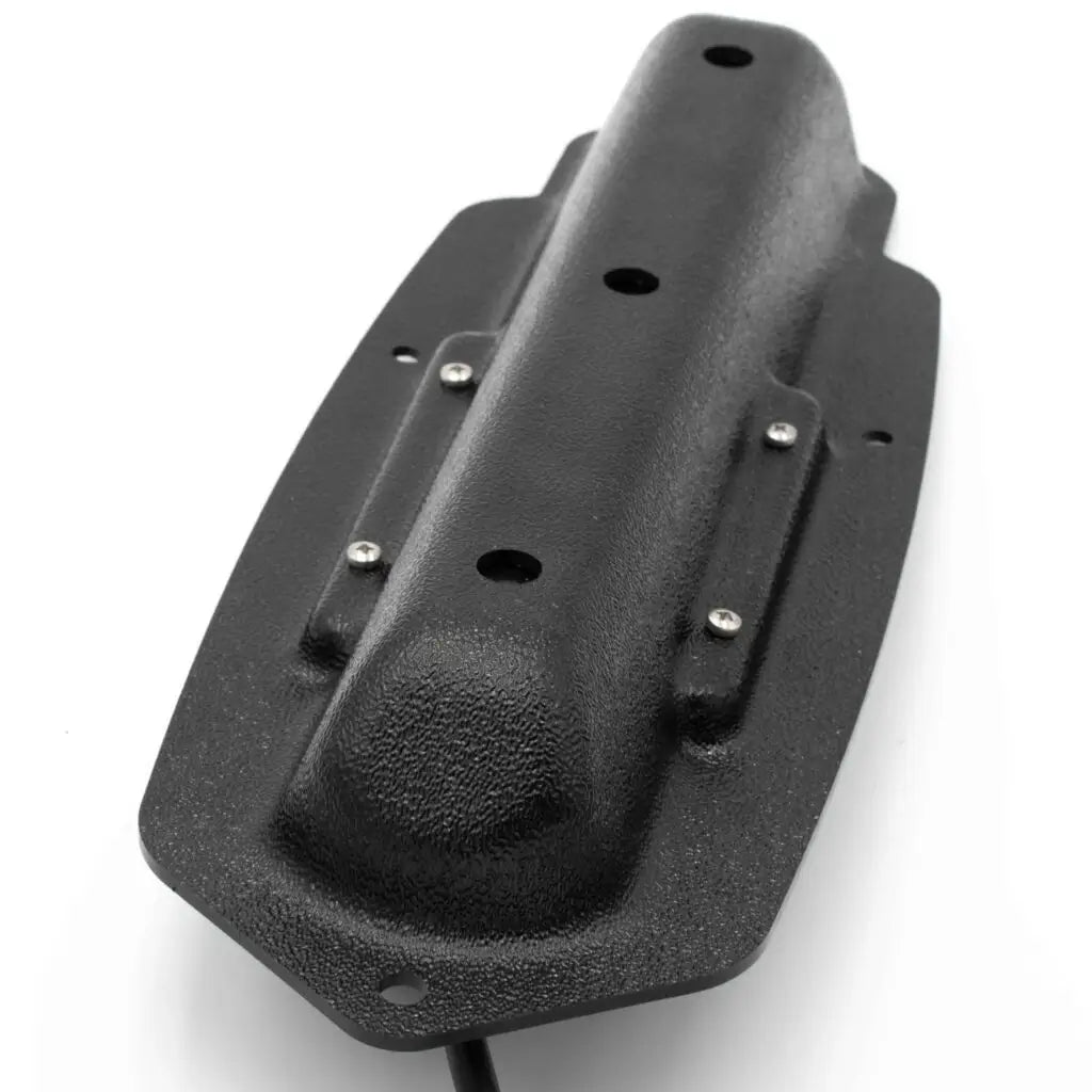 Textured black TripleShot transducer pod with its cable