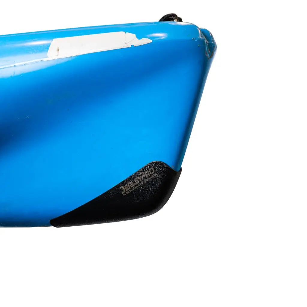 Bumper Bro fitted to the bow of a bright blue pre-2018 Hobie Outback