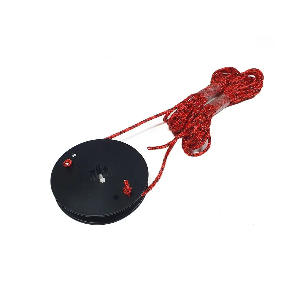 Native Watercraft kayak steering upgrade with the black wheel pulley and coiled red steering cords