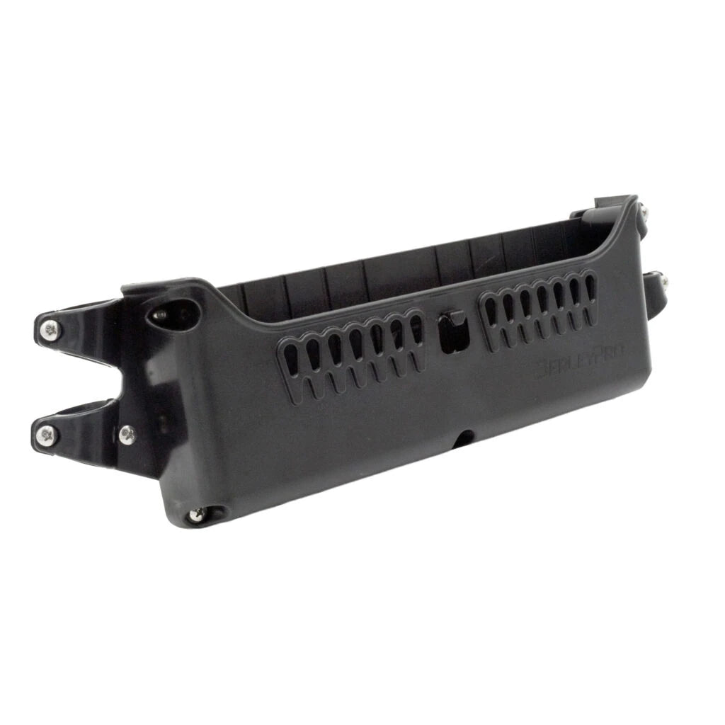 BerleyPro Side Bro caddy with Van Bro adapter brackets fitted at each end, shown on white