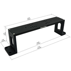 Dimensioned drawing of the Bow Mount Bro bracket in 3D with height, width and length callouts