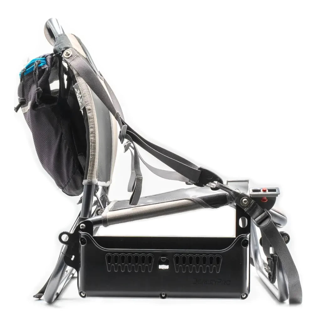 Hobie Lynx seat frame with the Lynx Bro adapters holding an empty Side Bro caddy