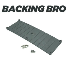 BerleyPro Backing Bro graphic showing the ribbed mounting plate with its screws and nyloc nuts