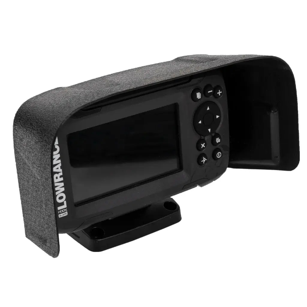 Visor fitted to a Lowrance Hook2 or Hook Reveal 4 fish finder