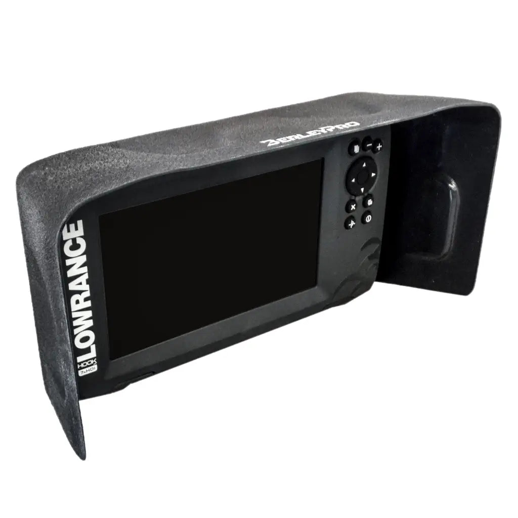 BerleyPro branded visor on a Lowrance Hook2 or Hook Reveal 7 fish finder