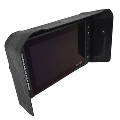 Visor with BerleyPro branding on the hood fitted to a Lowrance Elite FS 9