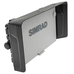 Visor on a Simrad NSS4 16 fish finder display with the white branded screen cover fitted