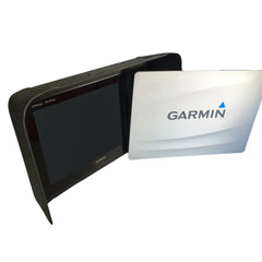 Visor on a 12in Garmin GPSMAP with the white Garmin fish finder screen cover propped alongside
