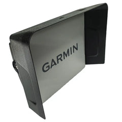 Visor on a 10in Garmin GPSMAP 8400 fish finder series with the grey screen cover fitted, side view