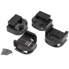 Set of four black Compass seat riser blocks with their stainless mounting screws