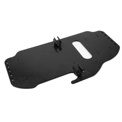 Rear of the Pro Angler 14 electronics mounting board with both black clamps fitted