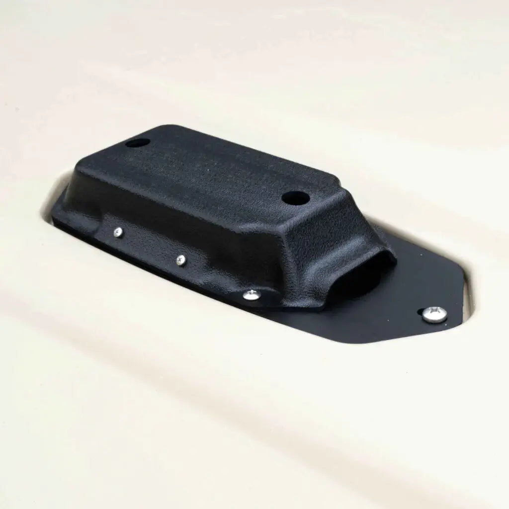 Humminbird Compact SI transducer pod fitted to the underside of a Hobie Passport 12 kayak hull