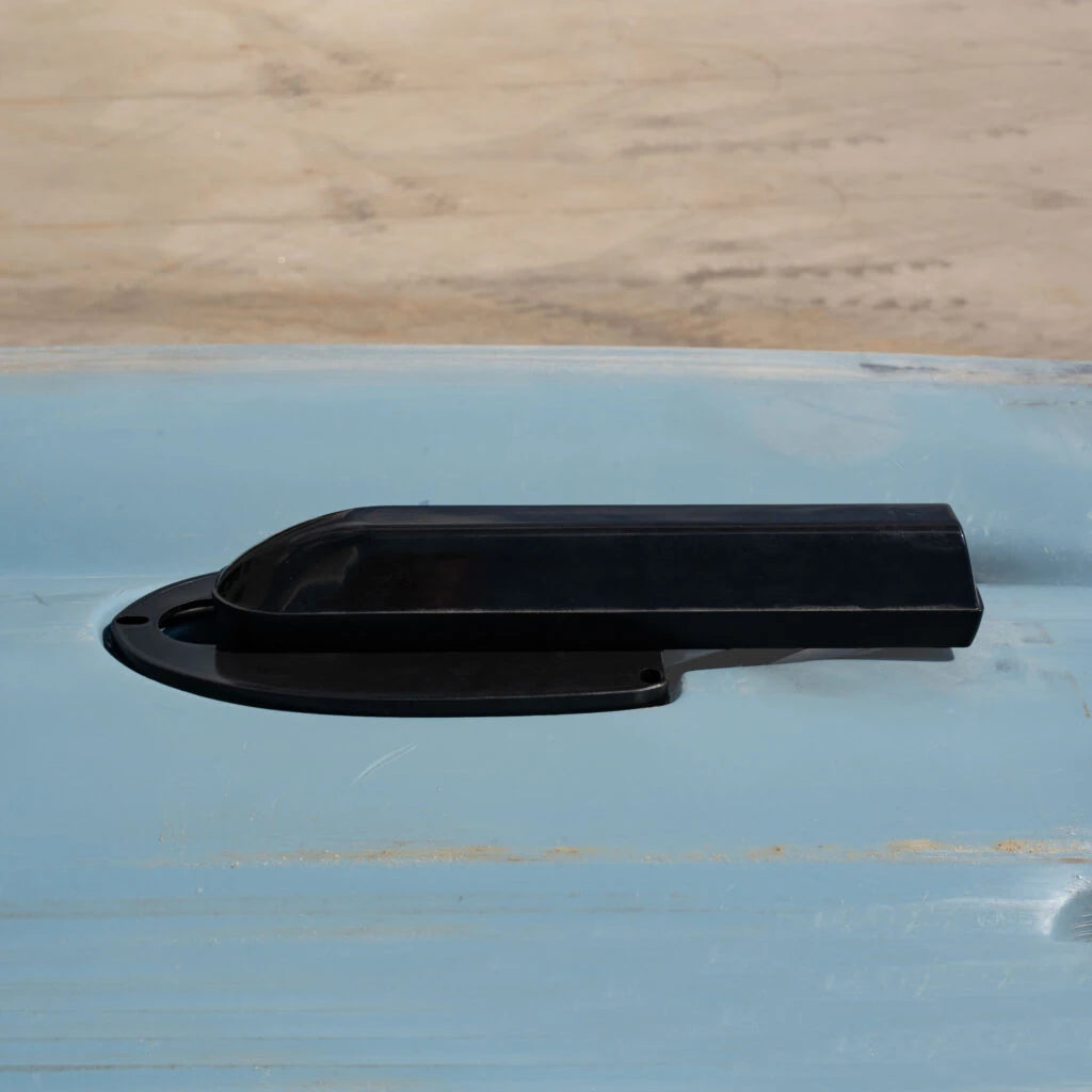 UNI TRANS cover installed on a slate blue Hobie hull