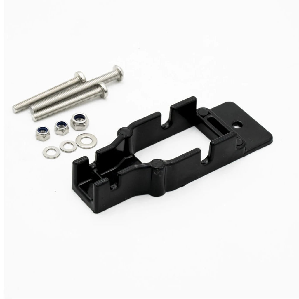 Hobie Guardian adapter kit contents with the bracket, bolts, washers and nyloc nuts