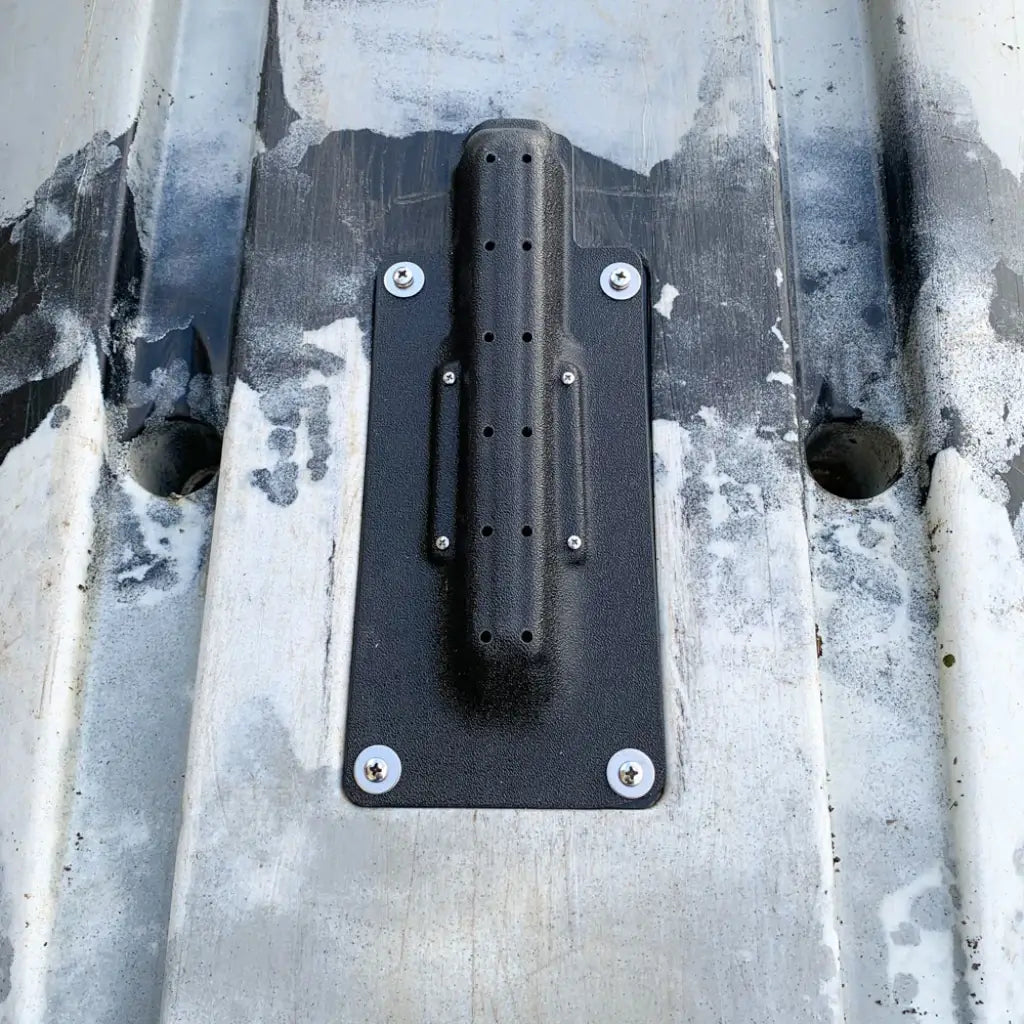 Lowrance TripleShot sidescan transducer mount fitted to a K2F kayak hull