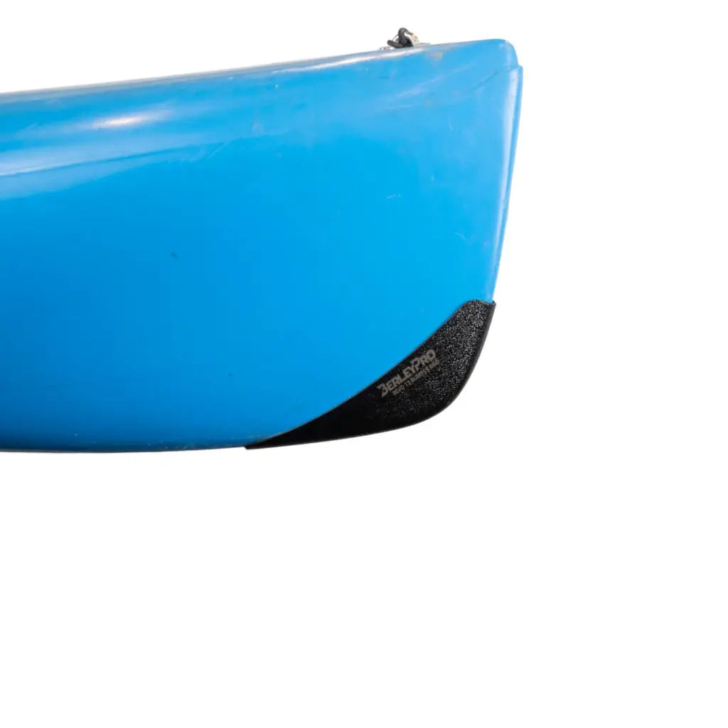 Bumper Bro fitted to the bow of a bright blue Hobie Revolution 13 kayak
