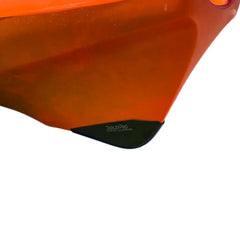 Bumper Bro fitted along the keel edge of a bright orange Native Slayer Propel Max hull