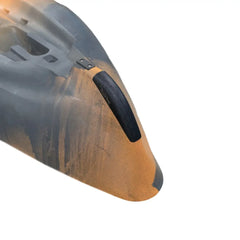 Long Bumper Bro fitted along the bow of an orange camo Old Town Sportsman Autopilot 120