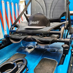 Seat risers lifting the frame on a blue Native Slayer 10 kayak deck