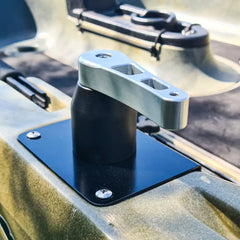 Steering handle upgrade fitted to an olive Native Titan kayak deck
