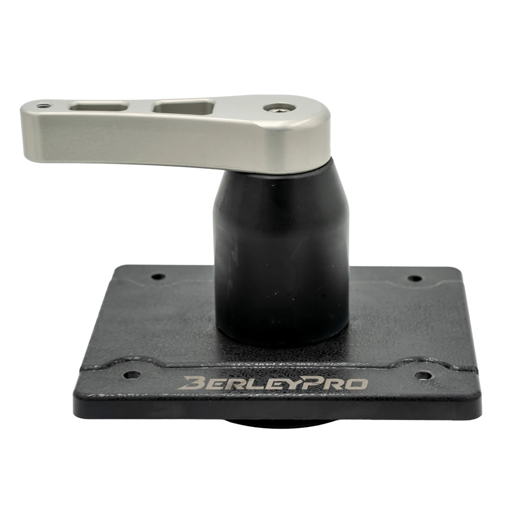 Native kayak steering handle upgrade viewed side-on, alloy arm above the black post