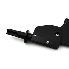 3in Native rudder upgrade blade and shaft assembly, viewed from the side on white