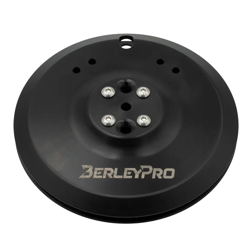 T-Lock steering wheel, large black anodised disc with BerleyPro logo and five bolts