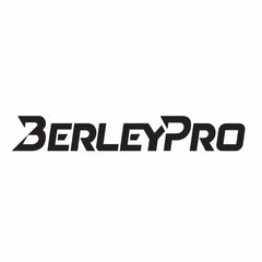 Single solid black BerleyPro script logo decal on a plain white background
