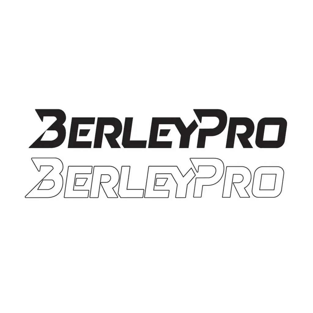 BerleyPro logo decals shown as a pair, black and white variants