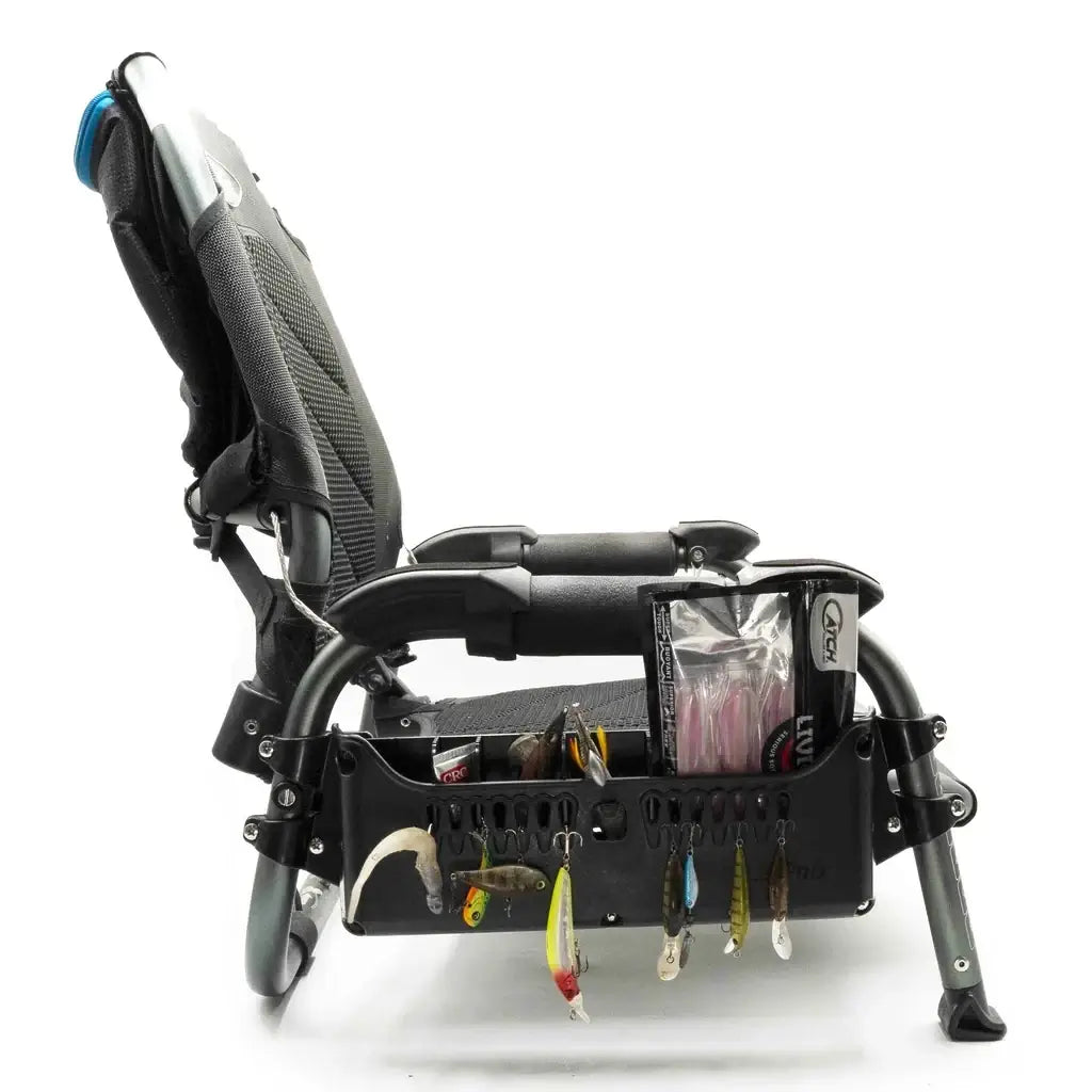 Hobie Pro Angler Vantage seat with the Side Bro fitted and loaded with lures and pliers
