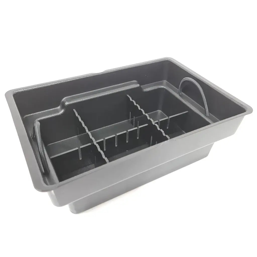 Bucket Bro tub with the divider panels slotted in to create four storage compartments