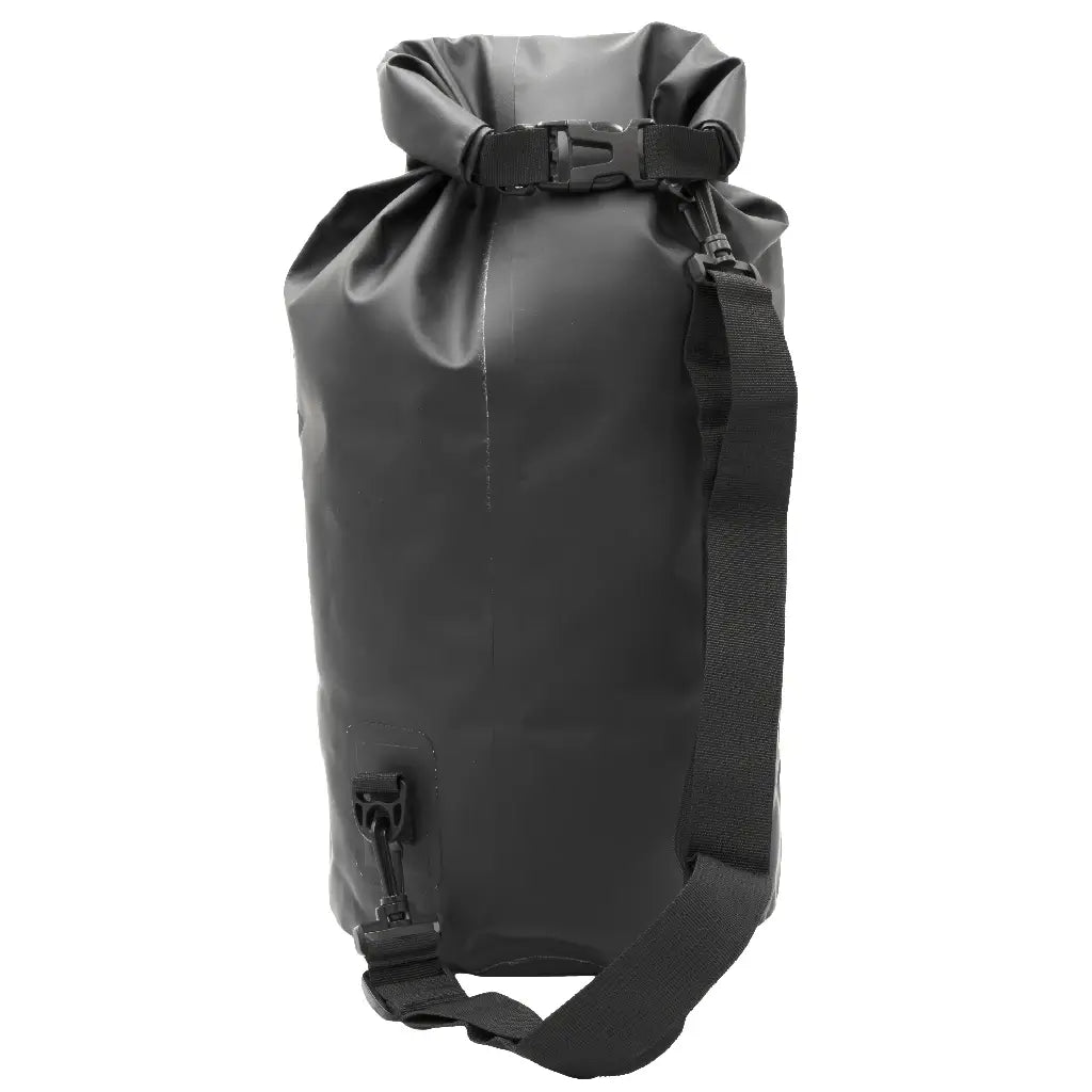 BerleyPro dry bag rolled and clipped shut with the shoulder strap attached