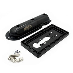 BerleyPro UNI TRANS kit contents: black cover, backing plate and stainless mounting screws