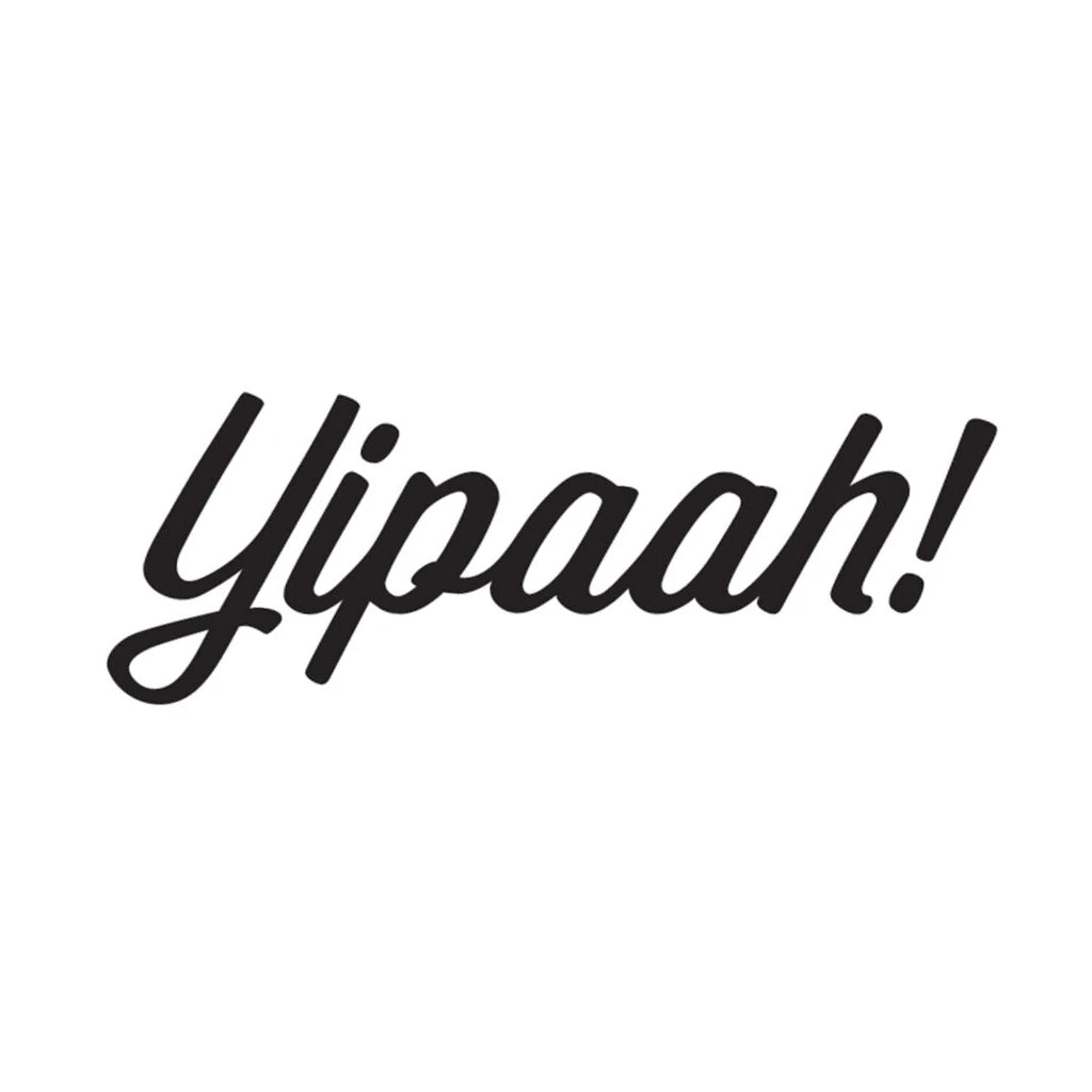 Single solid black Yipaah! script decal