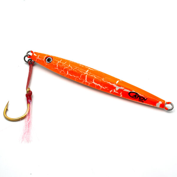 Orange assassin jig, Catch jig, deep water jigging, slow pitch jig, mechanical jig, slow pitch jig, long fall jig, joker jig